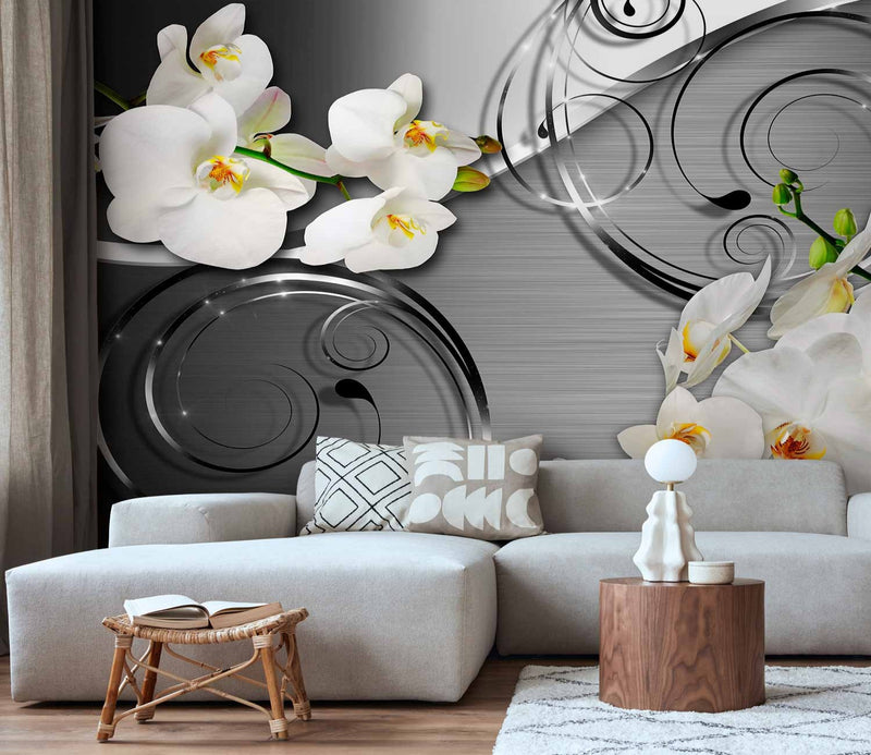 Fototapetes baltas orchidejas ar dekoriem, 59715