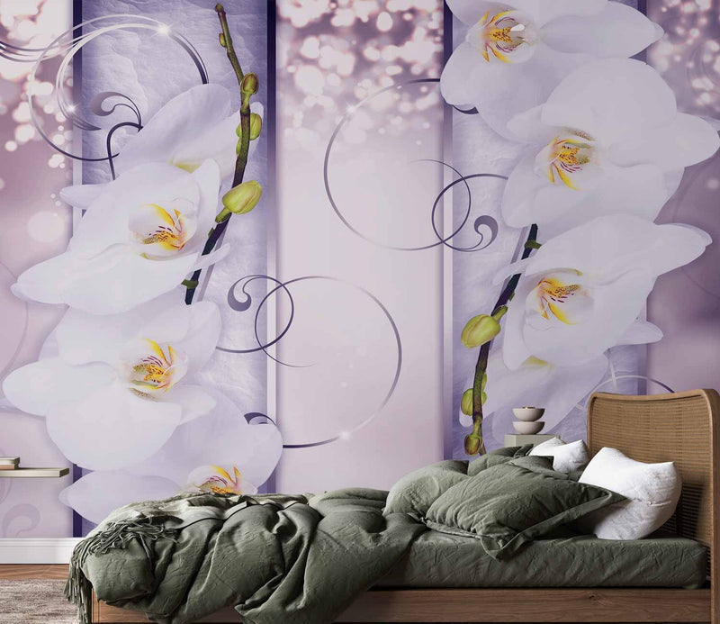 Fototapetes - Burvīgās orhidejas uz violeta fona, 60175