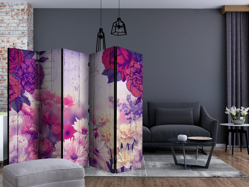 Aizslietnis 5-daļīgs - Kompozīcija ar ziediem violetos toņos (225x172cm) 225x172 cm Home Trends