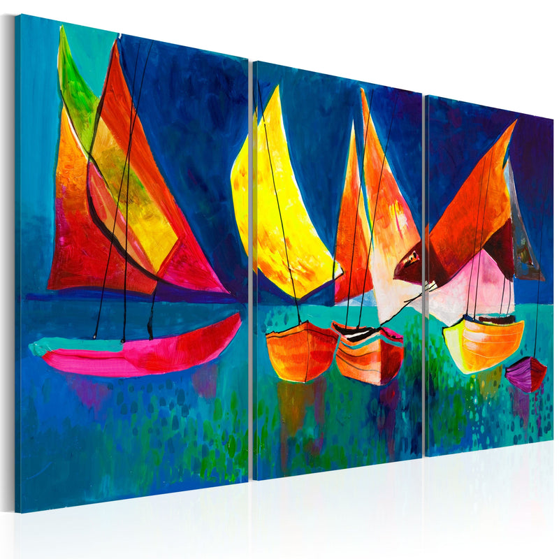 Ar rokām gleznota Kanva - Colourful sailboats 120x80 Home Trends