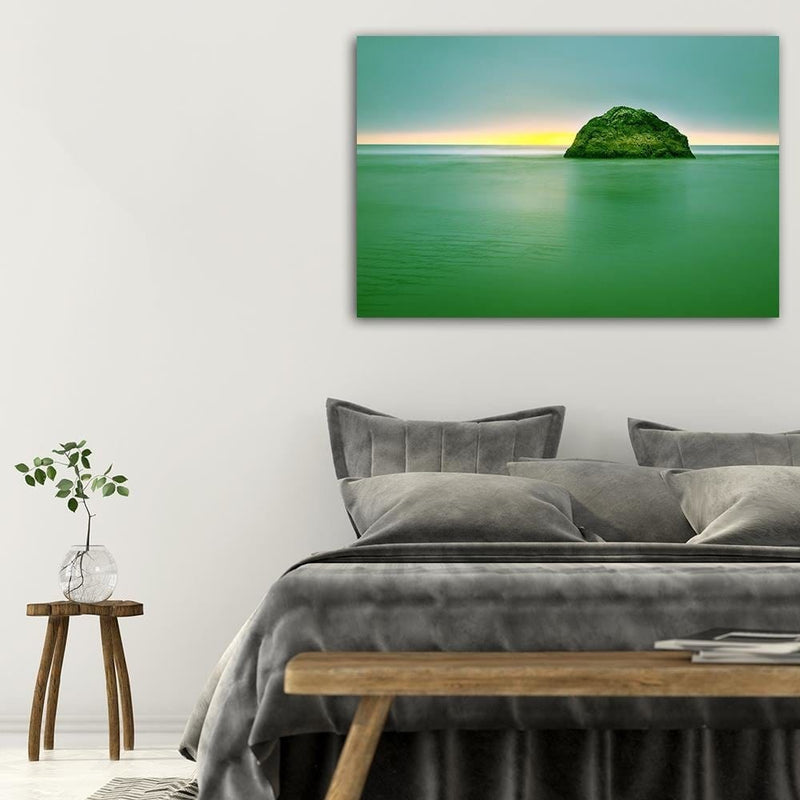 Dekoratīvais panelis - A Rock In The Sea At Dusk 3  Home Trends Deco