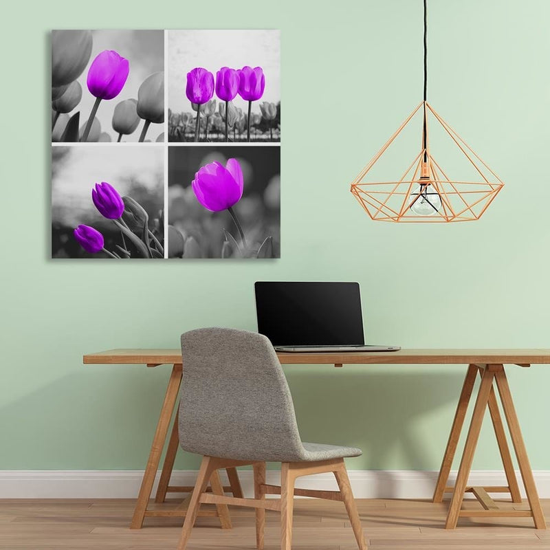 Dekoratīvais panelis - A Set Of Purple Tulips  Home Trends Deco