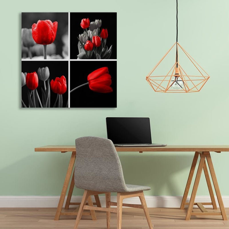 Dekoratīvais panelis - A Set Of Red Tulips  Home Trends Deco