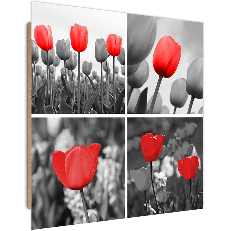 Dekoratīvais panelis - A Set Of Red Tulips In Gray  Home Trends Deco