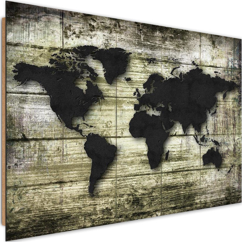 Dekoratīvais panelis - Black World Map On The Boards  Home Trends Deco