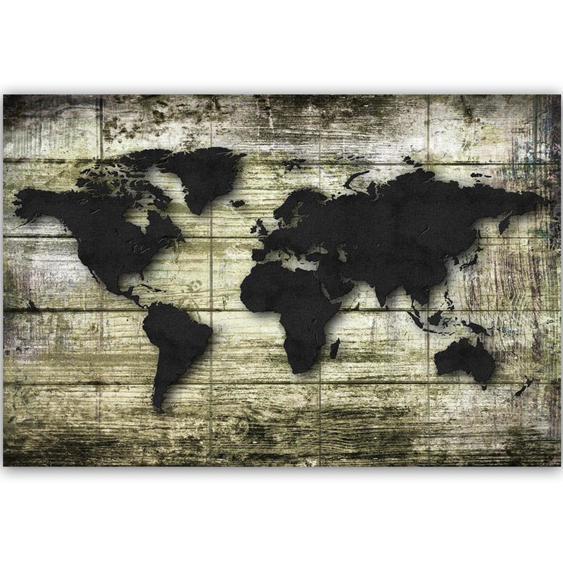 Dekoratīvais panelis - Black World Map On The Boards  Home Trends Deco