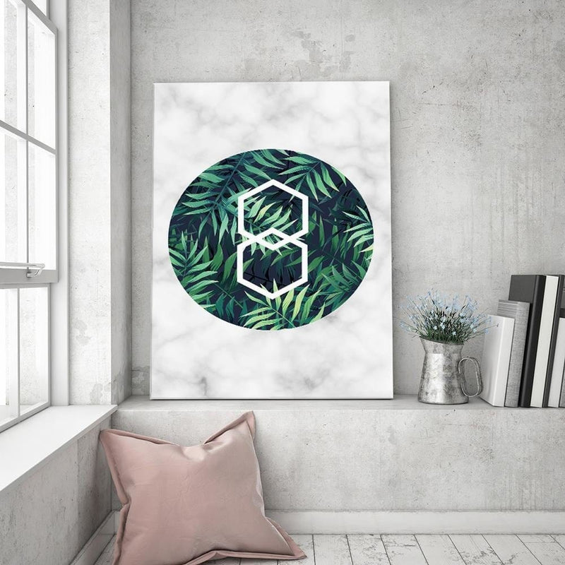 Dekoratīvais panelis - Fern Leaf In A Circle Marble  Home Trends Deco