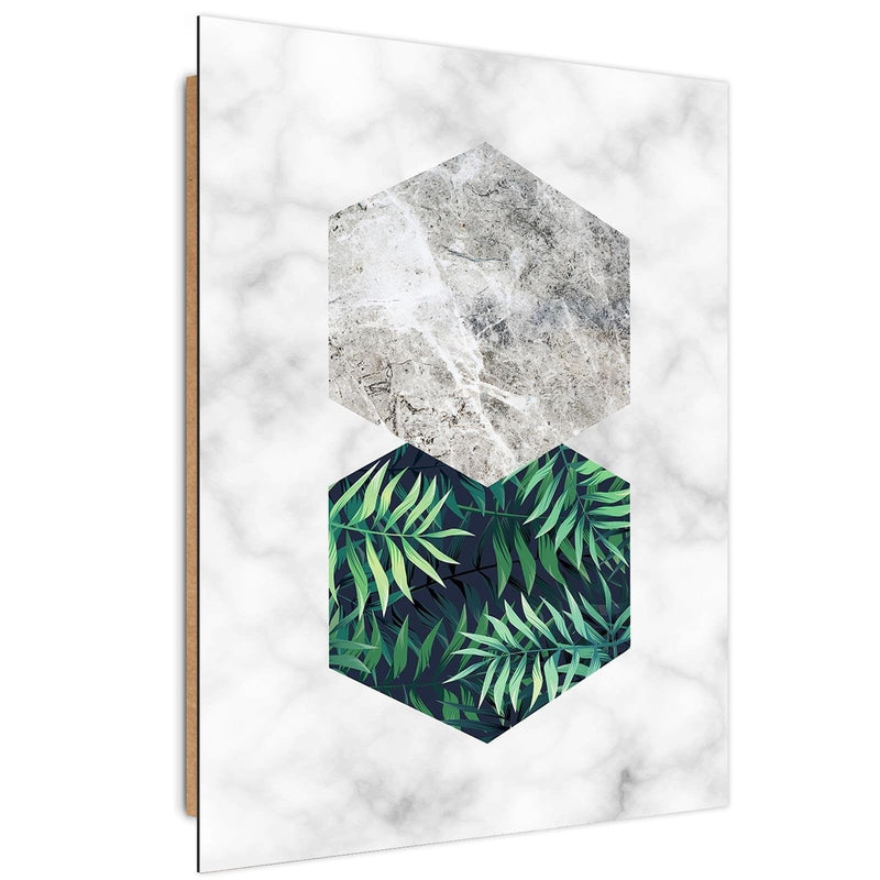 Dekoratīvais panelis - Fern Leaf In A Hexagon Marble  Home Trends Deco