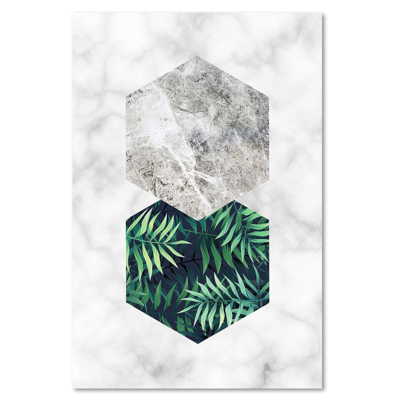 Dekoratīvais panelis - Fern Leaf In A Hexagon Marble  Home Trends Deco