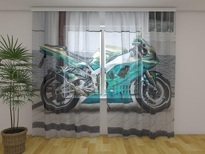 Dienas un nakts aizkari - Motocikls Yamaha 180 x 140 cm (2X 90x140 cm) / Сaurspīdīgs šifons E-interjers.lv