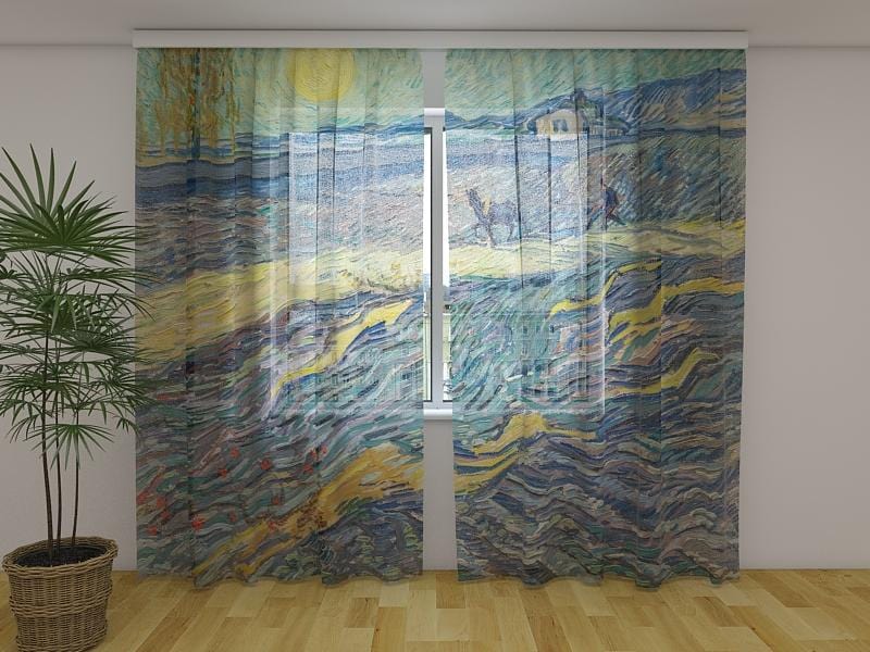 Dienas un nakts aizkari - Slēgts lauks ar arēju - Vinsents van Gogs 180 x 140 cm (2X 90x140 cm) / Сaurspīdīgs šifons E-interjers.lv