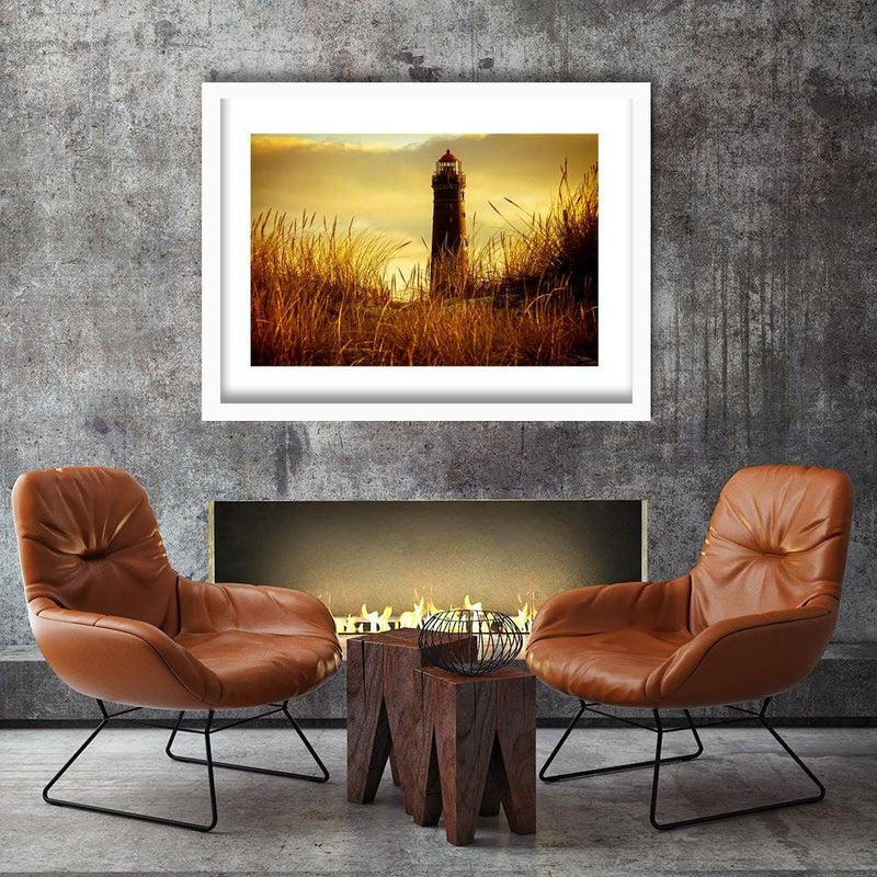 Glezna baltā rāmī - View Of The Lighthouse 3  Home Trends DECO