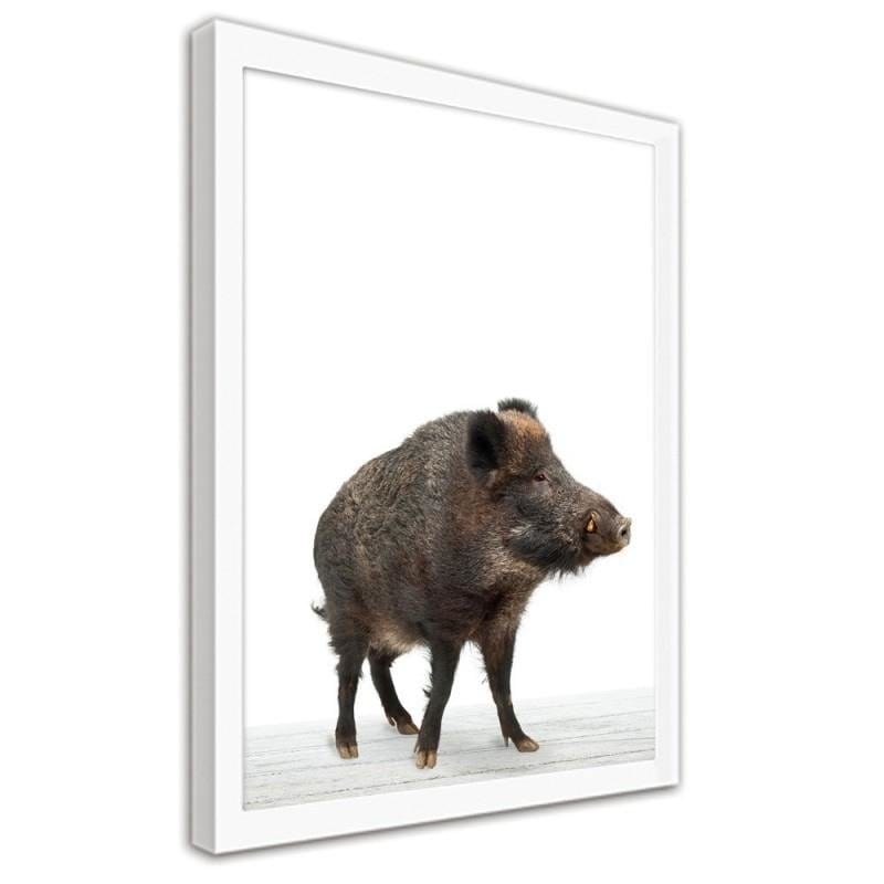 Glezna baltā rāmī - Wild boar  Home Trends DECO