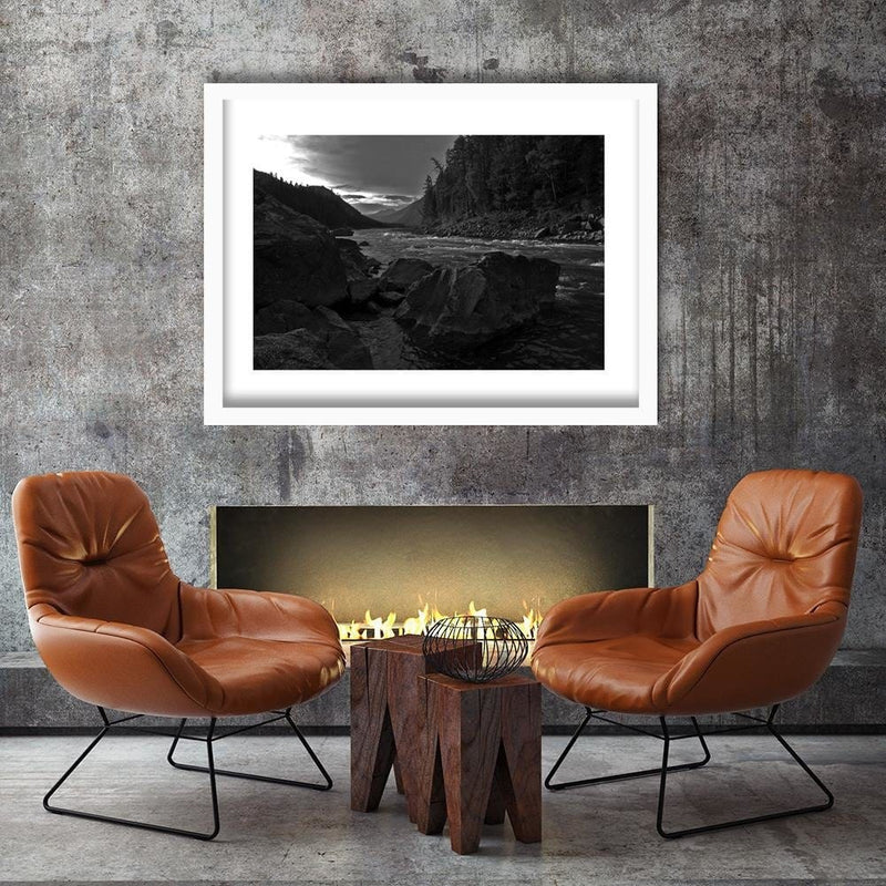 Glezna baltā rāmī - Wild River In The Mountains 2  Home Trends DECO