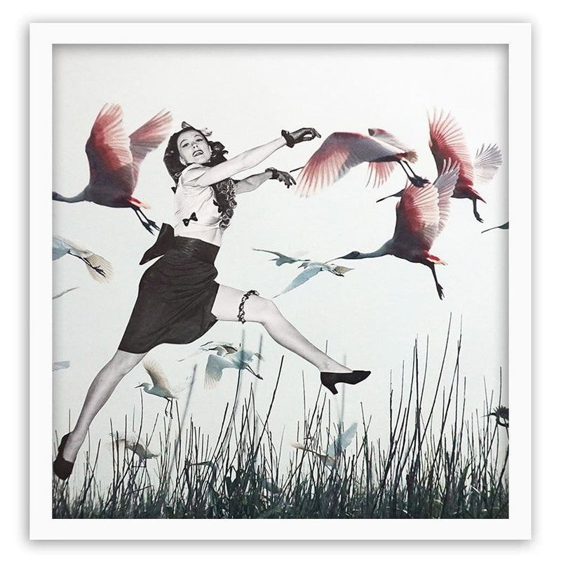 Glezna baltā rāmī - Woman And Geese  Home Trends DECO