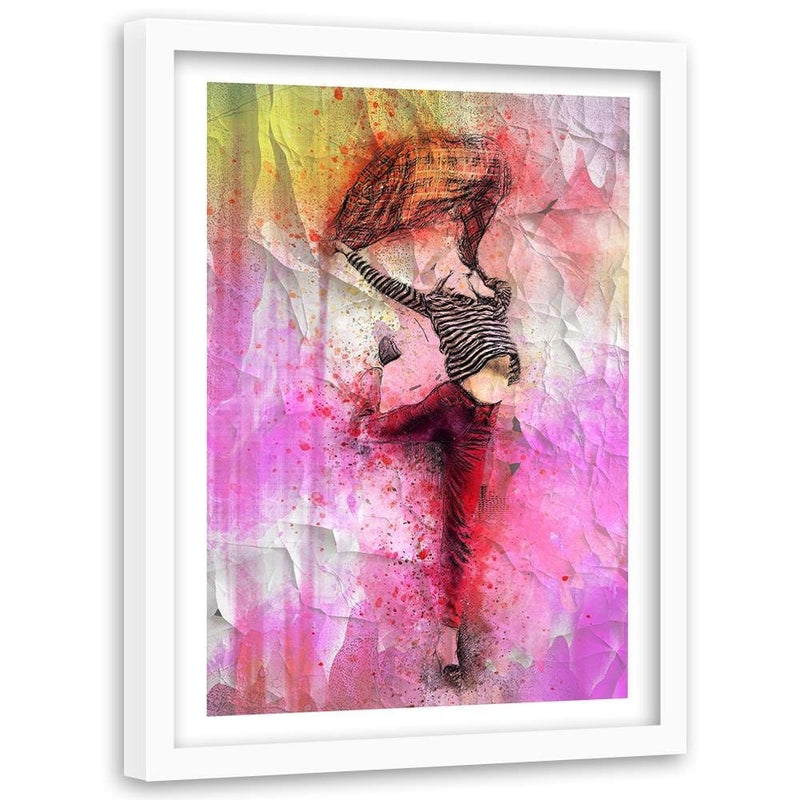 Glezna baltā rāmī - Woman Leaping With Joy  Home Trends DECO