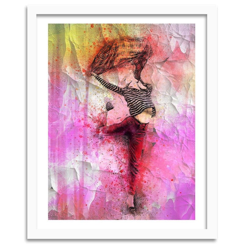 Glezna baltā rāmī - Woman Leaping With Joy  Home Trends DECO