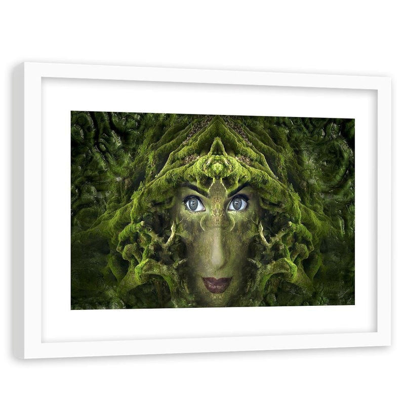 Glezna baltā rāmī - Woman's Face In Moss Fantasy  Home Trends DECO