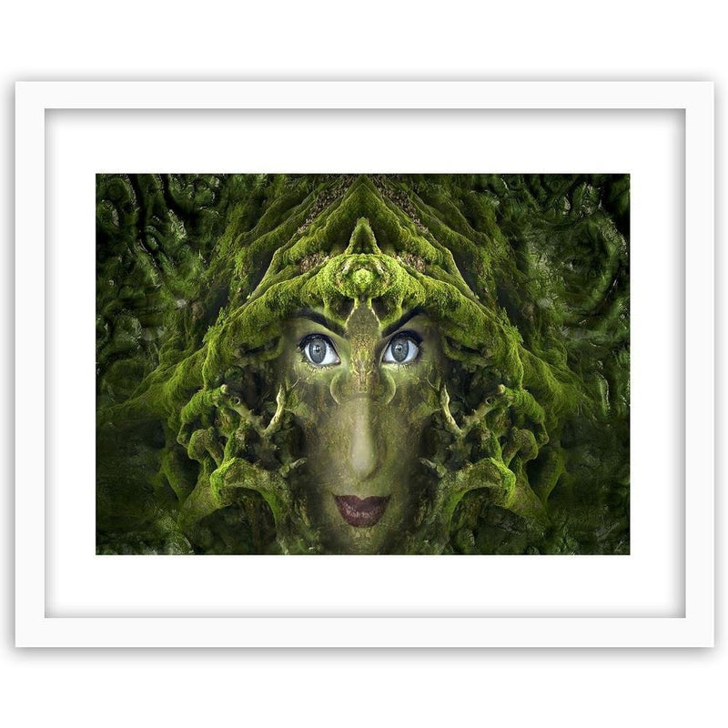 Glezna baltā rāmī - Woman's Face In Moss Fantasy  Home Trends DECO