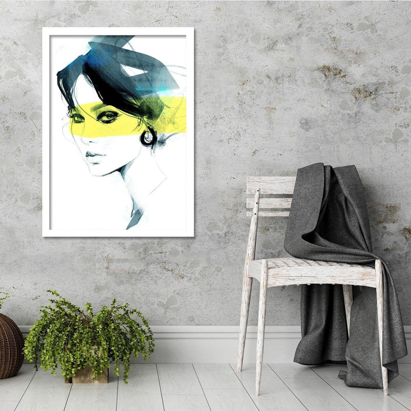 Glezna baltā rāmī - Woman Watercolour  Home Trends DECO