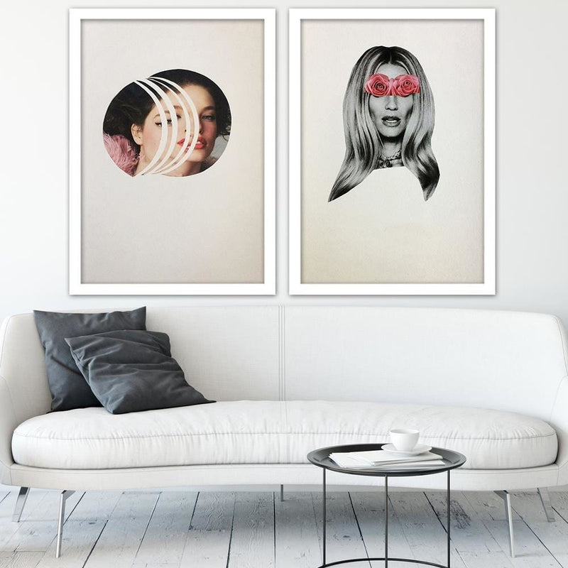 Glezna baltā rāmī - Woman With Red Lips  Home Trends DECO