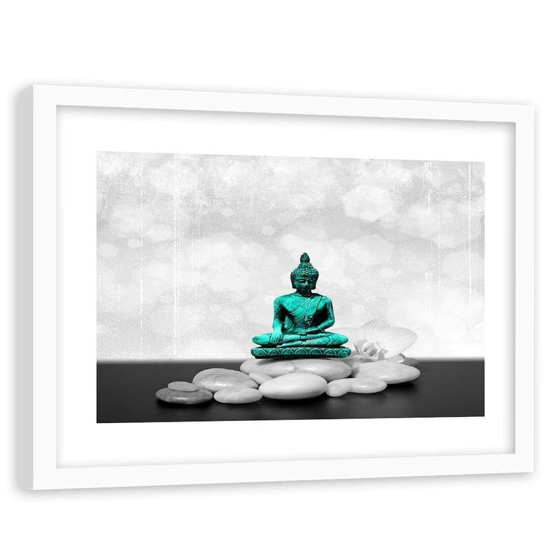 Glezna baltā rāmī - Zen Buddha On The Rocks  Home Trends DECO