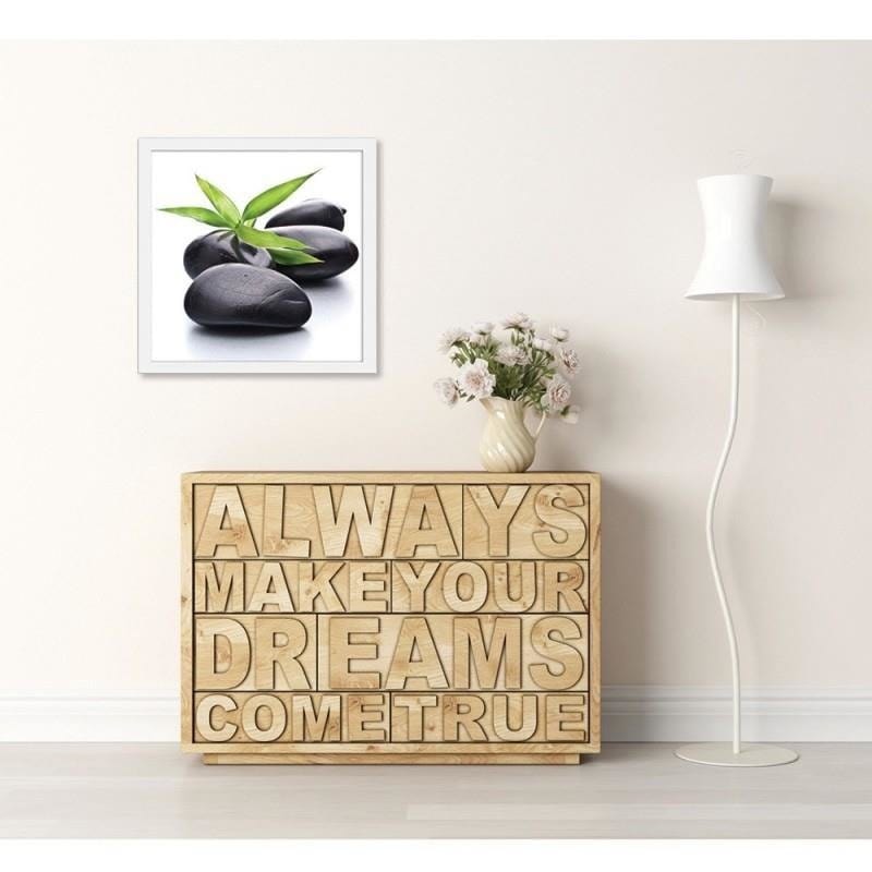 Glezna baltā rāmī - Zen pebbles and leaves  Home Trends DECO