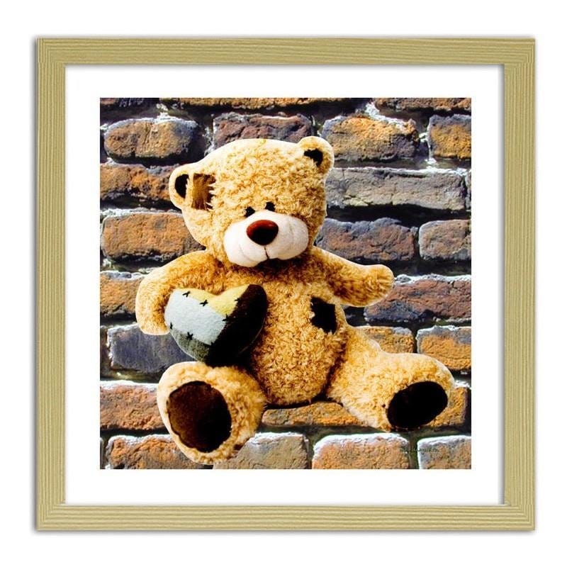 Glezna bēšā rāmī - A teddy bear with a heart.  Home Trends DECO