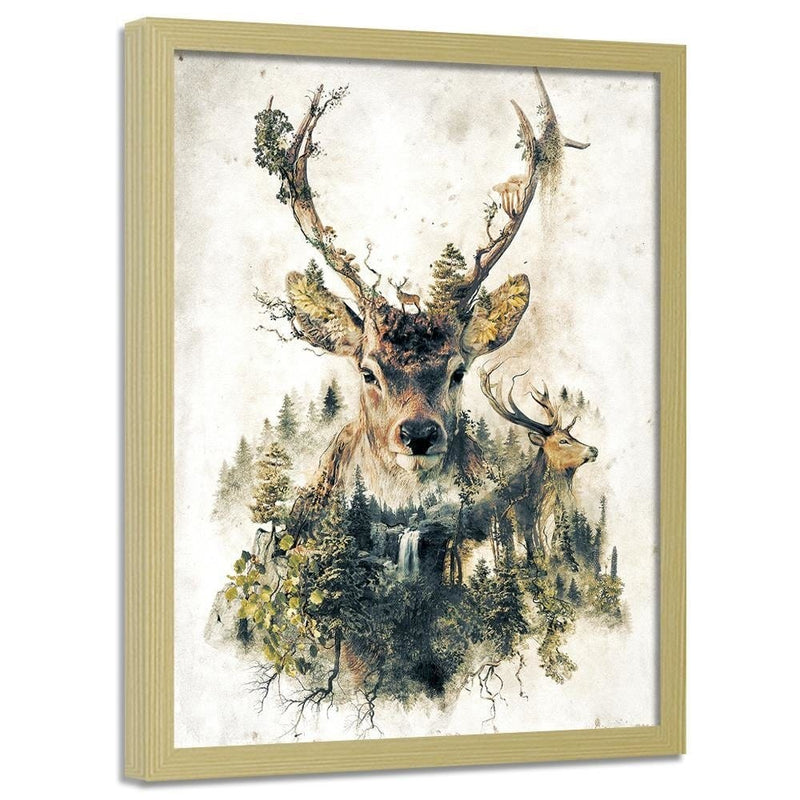 Glezna bēšā rāmī - Artistic Deer  Home Trends DECO