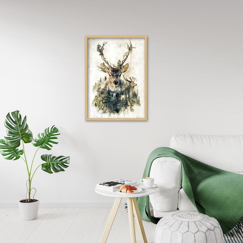 Glezna bēšā rāmī - Artistic Deer  Home Trends DECO