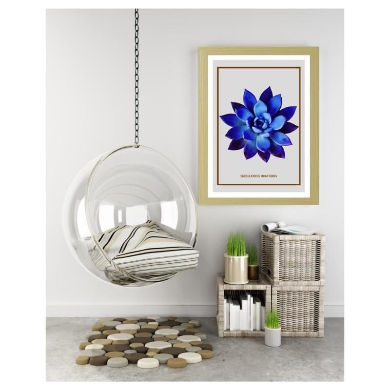 Glezna bēšā rāmī - Blue cactus 3  Home Trends DECO