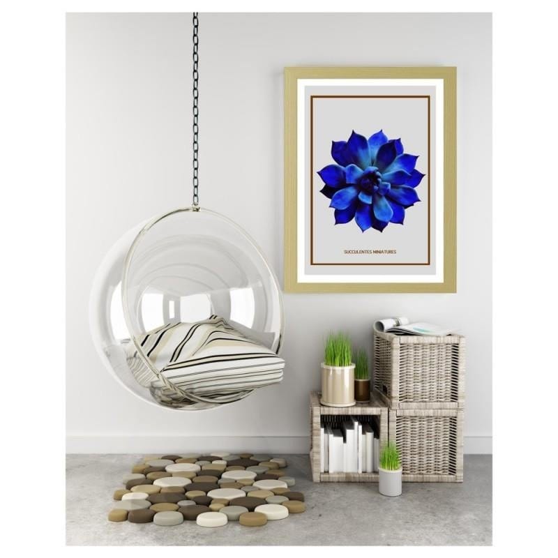 Glezna bēšā rāmī - Blue cactus  Home Trends DECO