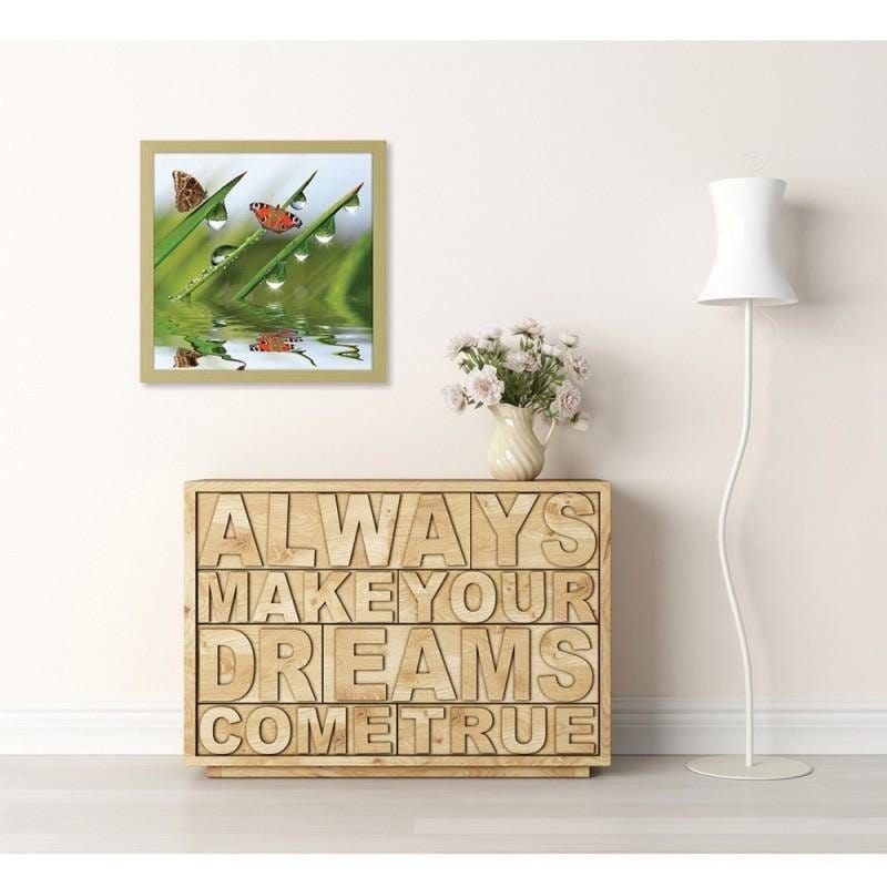 Glezna bēšā rāmī - Butterflies on the peeled grass  Home Trends DECO