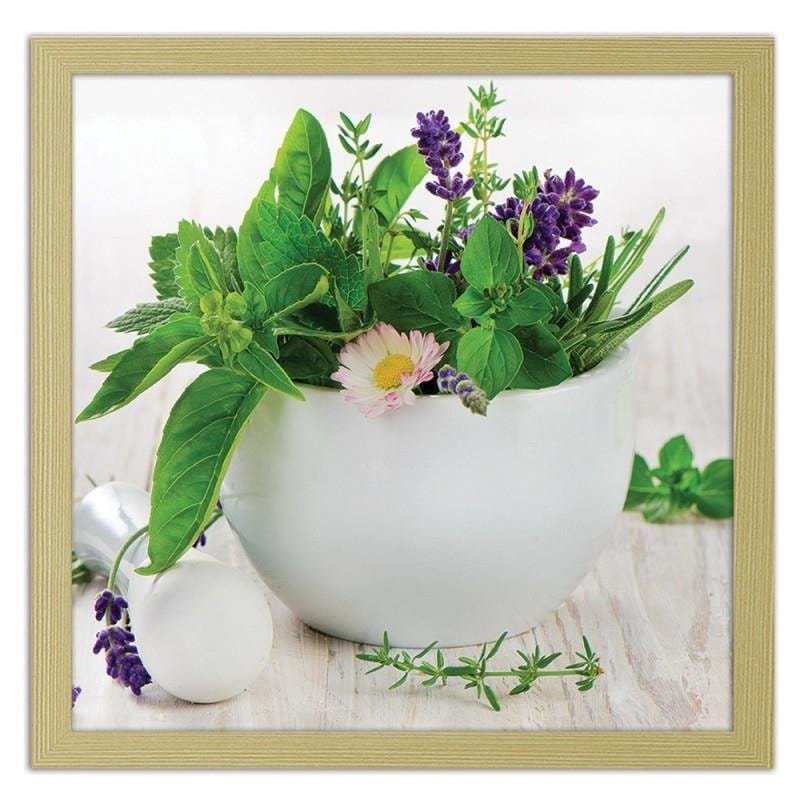 Glezna bēšā rāmī - Ceramic mortar with herbs  Home Trends DECO