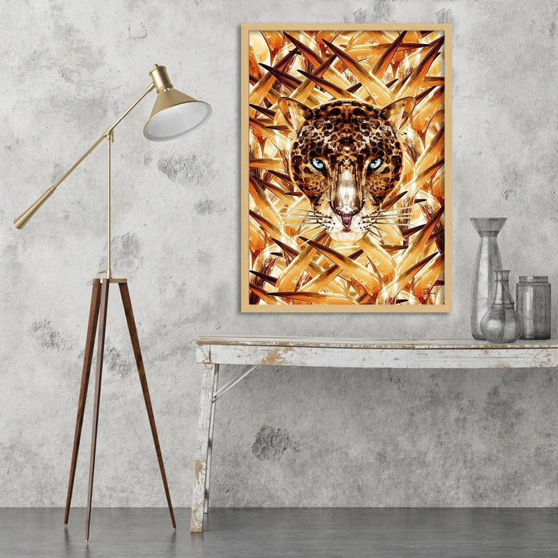 Glezna bēšā rāmī - Cheetah Image Animal Print Orange  Home Trends DECO