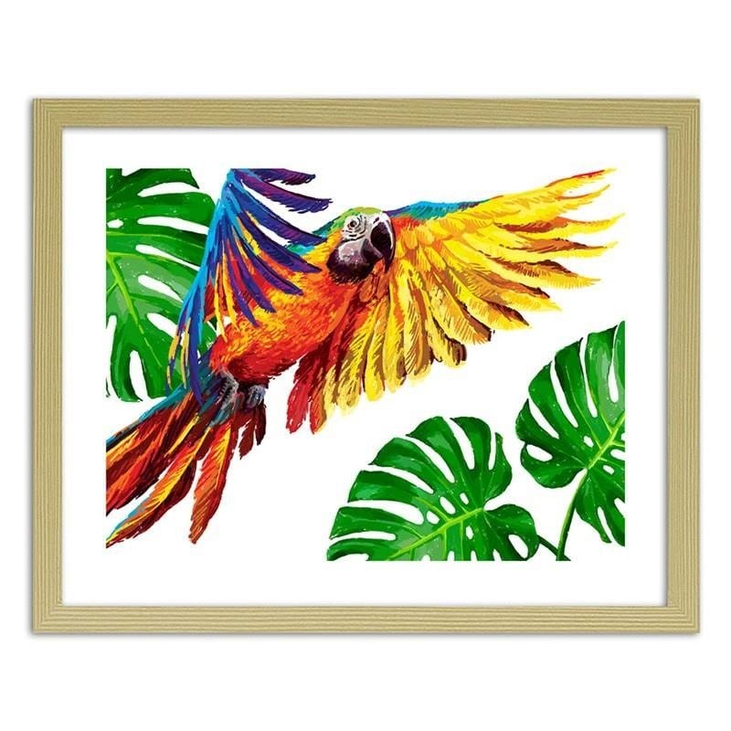 Glezna bēšā rāmī - Colorful parrots  Home Trends DECO