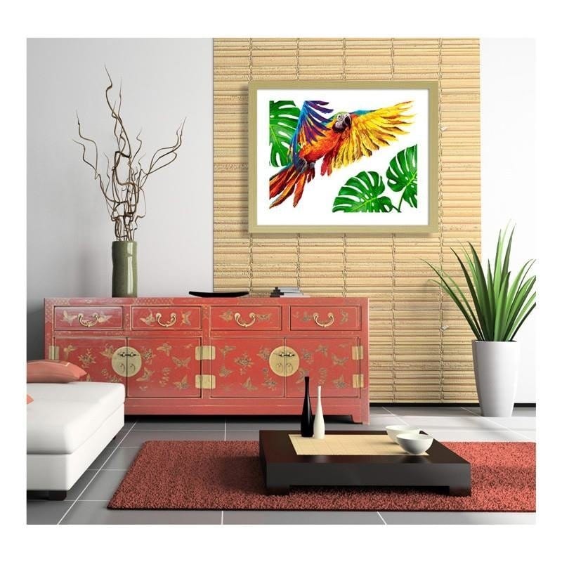 Glezna bēšā rāmī - Colorful parrots  Home Trends DECO