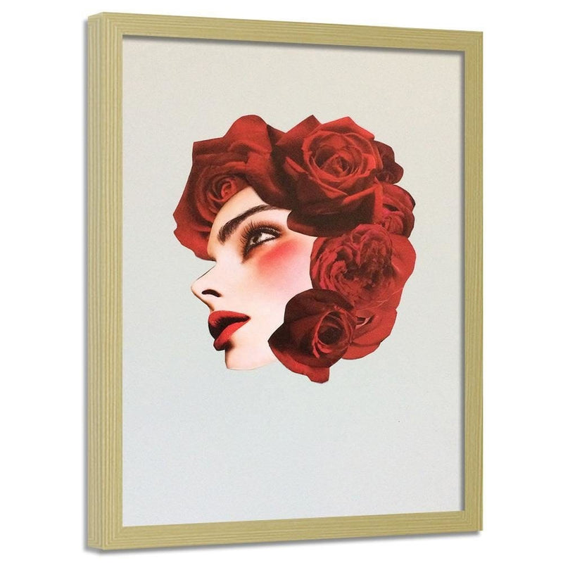 Glezna bēšā rāmī - Creative Flowers Head Image Red  Home Trends DECO