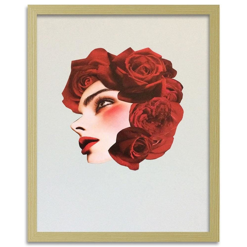 Glezna bēšā rāmī - Creative Flowers Head Image Red  Home Trends DECO