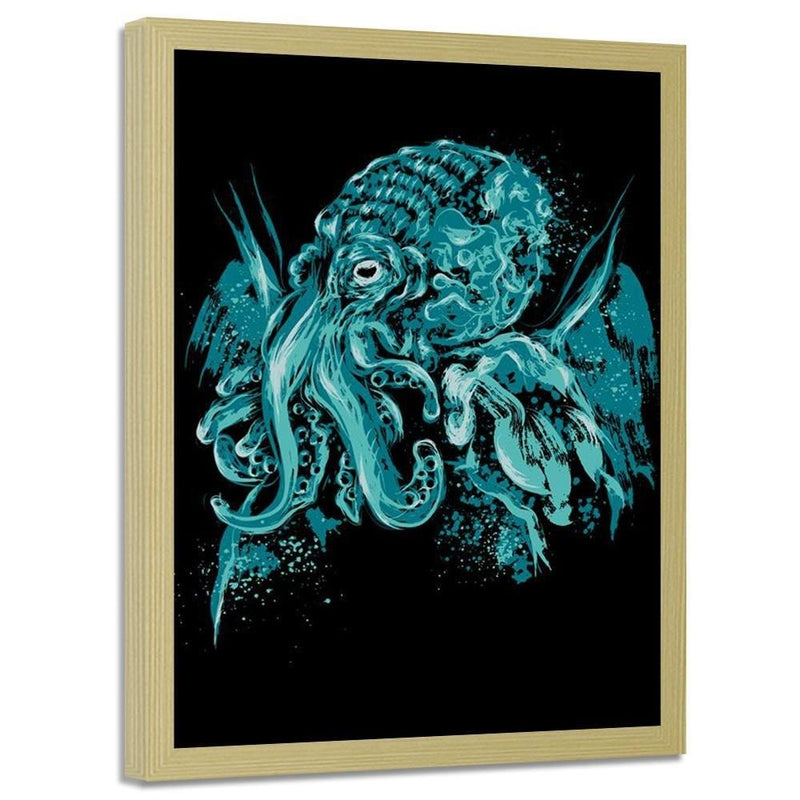 Glezna bēšā rāmī - Cthulhu Pop Art Blue  Home Trends DECO