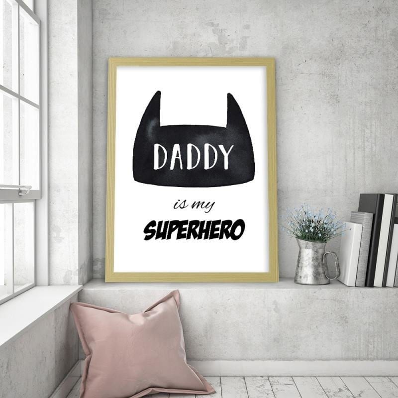 Glezna bēšā rāmī - Daddy is my superhero  Home Trends DECO