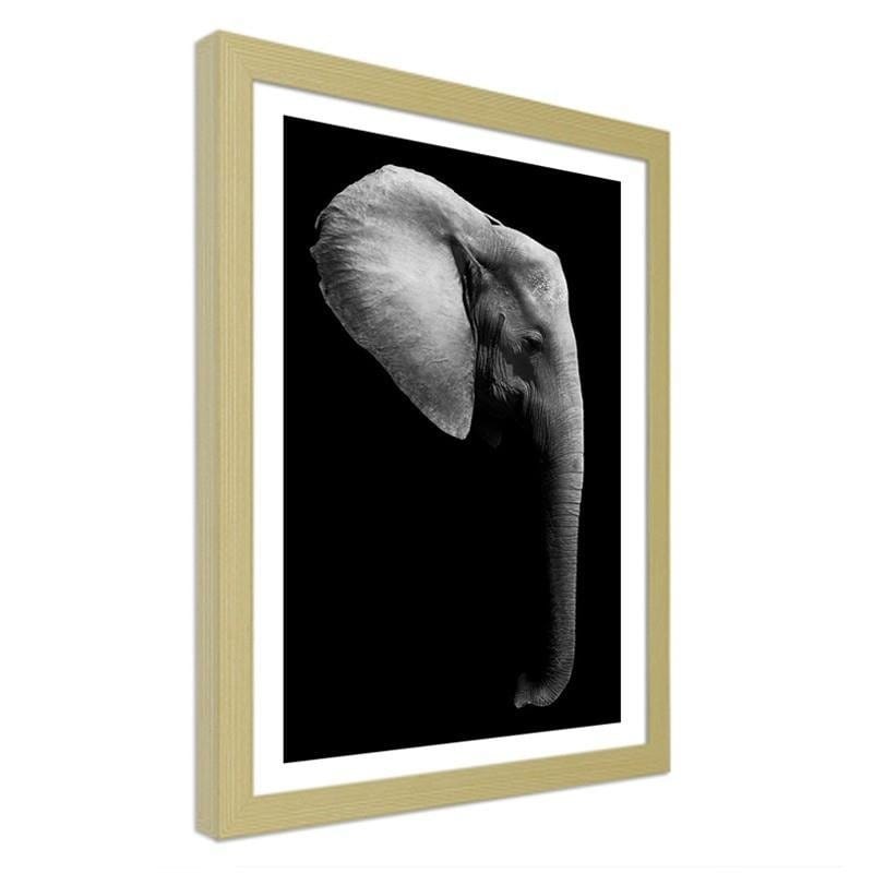 Glezna bēšā rāmī - Elephant in black and white  Home Trends DECO