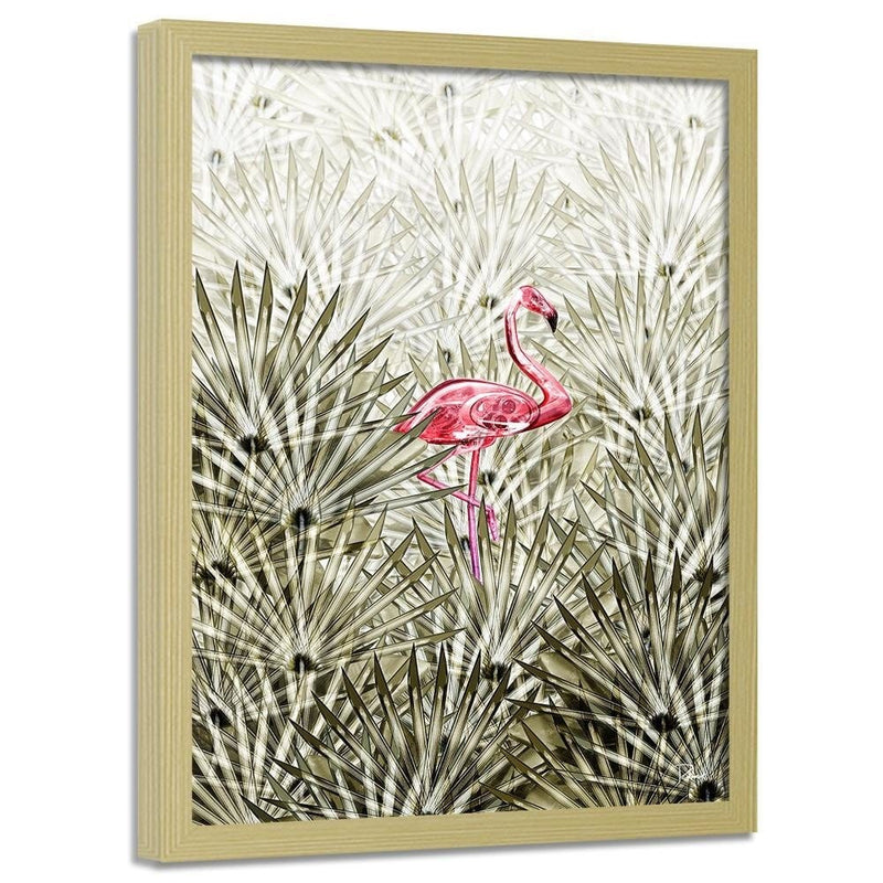 Glezna bēšā rāmī - Flamingo Digital Pink  Home Trends DECO