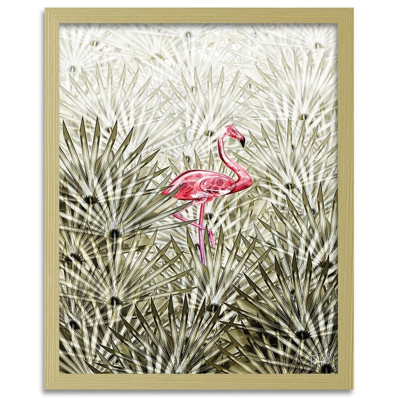 Glezna bēšā rāmī - Flamingo Digital Pink  Home Trends DECO