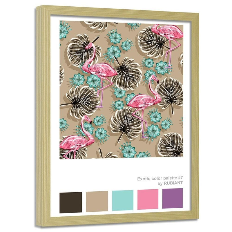 Glezna bēšā rāmī - Flamingos Brown  Home Trends DECO