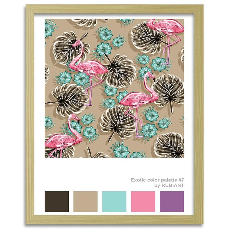 Glezna bēšā rāmī - Flamingos Brown  Home Trends DECO