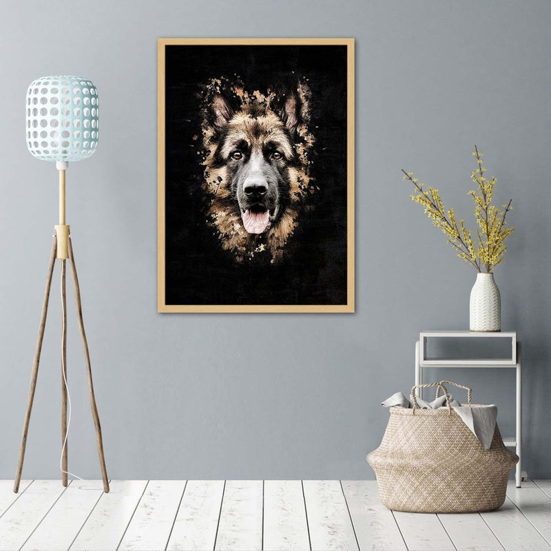 Glezna bēšā rāmī - German Shepherd  Home Trends DECO