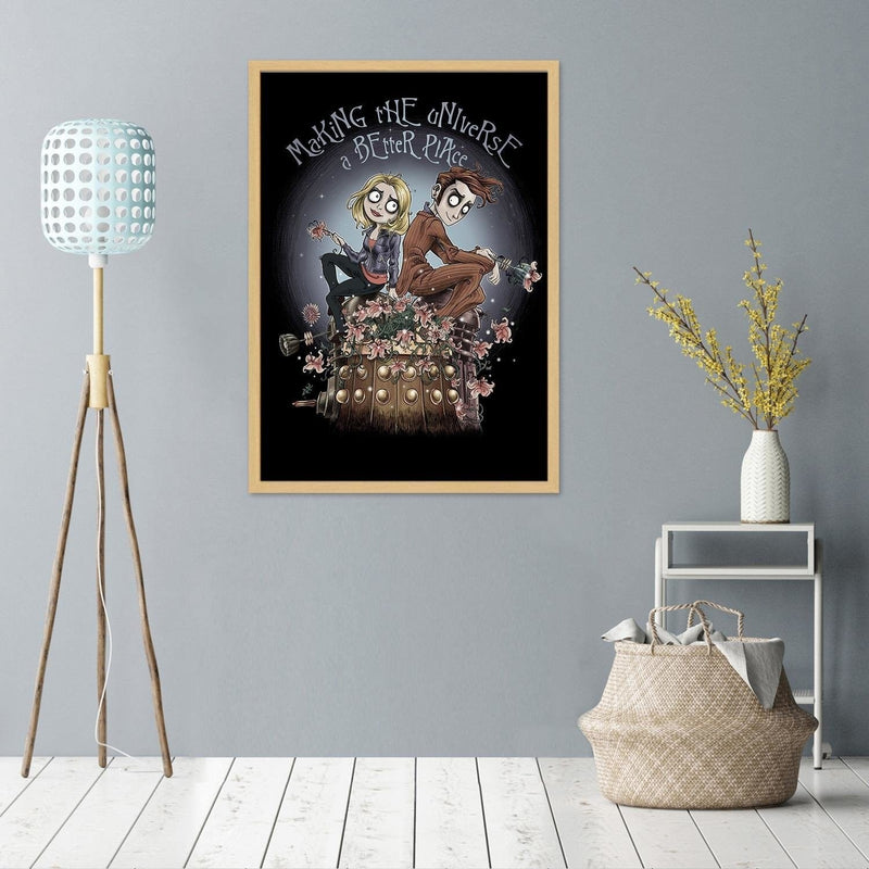 Glezna bēšā rāmī - Girl And Boy On A Background Of The Moon  Home Trends DECO