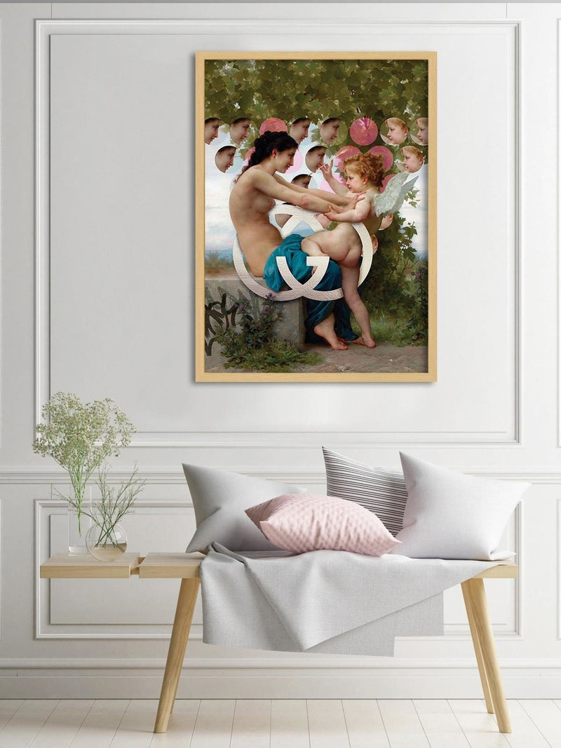 Glezna bēšā rāmī - Girl And Cupid  Home Trends DECO