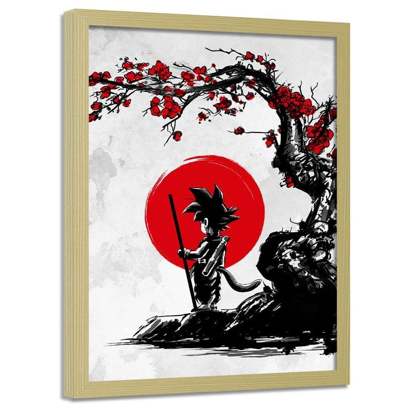 Glezna bēšā rāmī - Goku And The Red Moon  Home Trends DECO